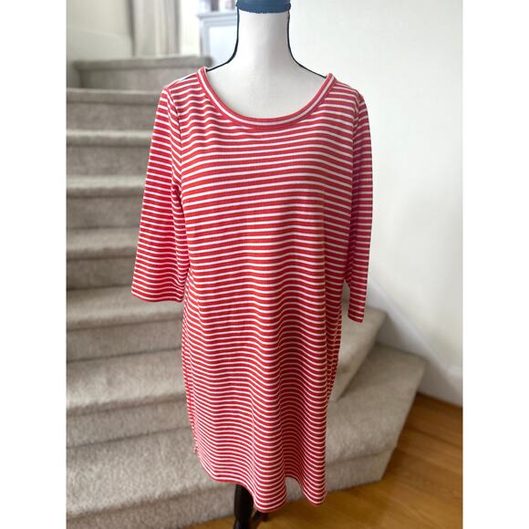 T By Talbots Orange & White Stripe Terry Cloth Shift Dress 2X Petite - Picture 1 of 7